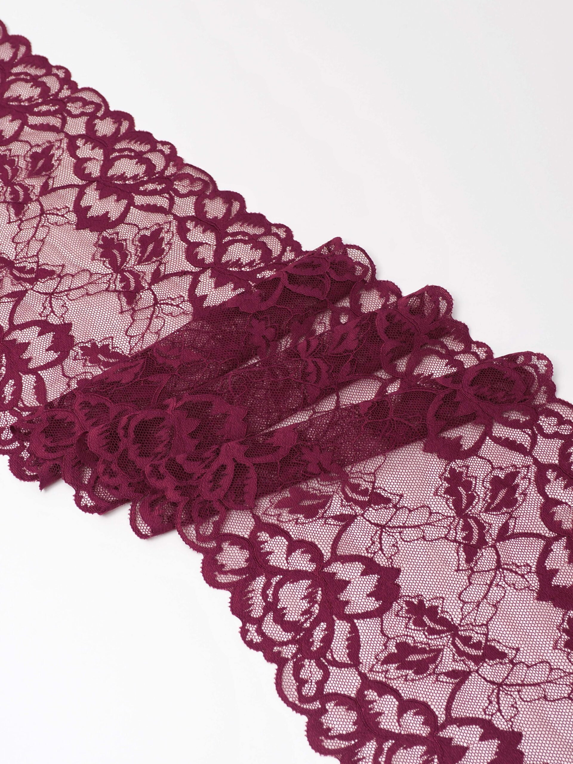 Эластичное кружево для белья бордовое (светлее резинок) ширина 22 см