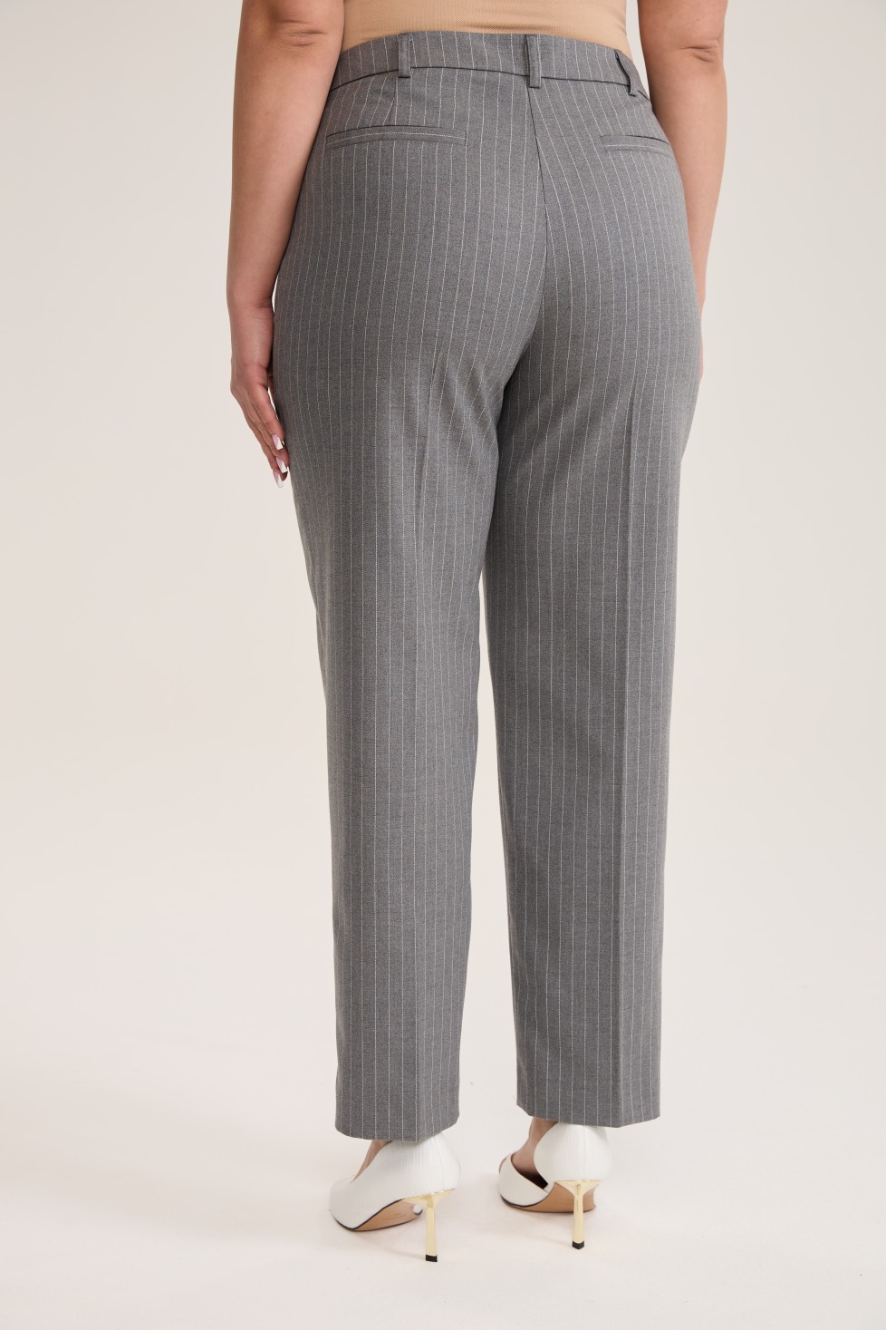 Брюки классические в полоску, серый