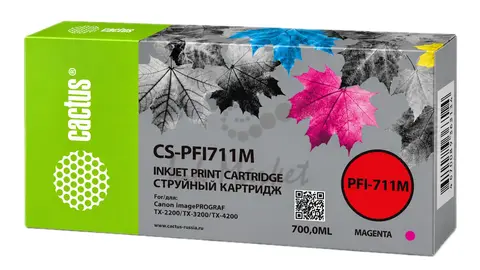 Картридж струйный Cactus CS-PFI711M PFI-711M пурп.пигм. (700мл) для Canon imagePROGRAF TX-2200, TX-3200, TX-4200 с чипом