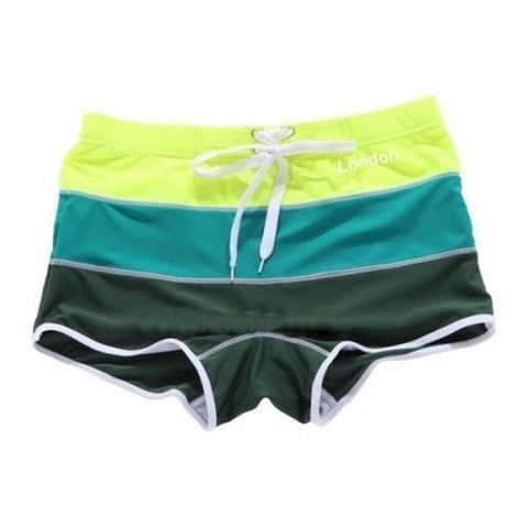 Мужские плавки хипсы в желтую, зеленую, болотную полоску Aussiebum London Hip