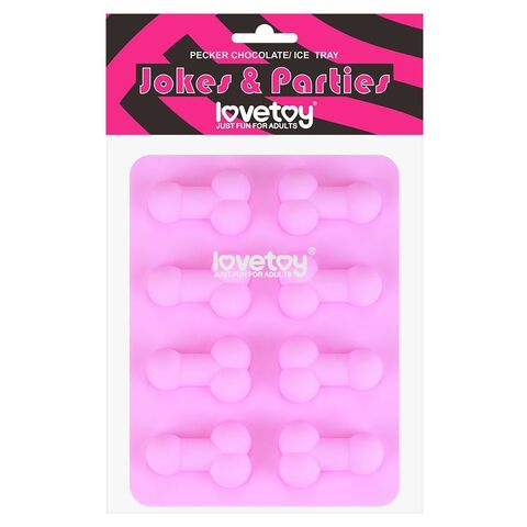 Розовая формочка для льда и шоколада Pecker Chocolate/Ice Tray - Lovetoy LV765012