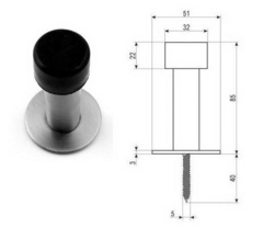 Ограничитель двери Апекс DS-0009-INOX (85 мм) нерж.