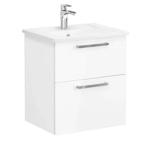 Vitra 66294 Тумба Root 60 см с квадратной раковиной, 2 ящика, глянцевый белый