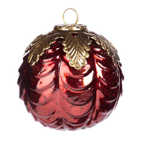 Шарик с узорами 10см Goodwill красный/золотой