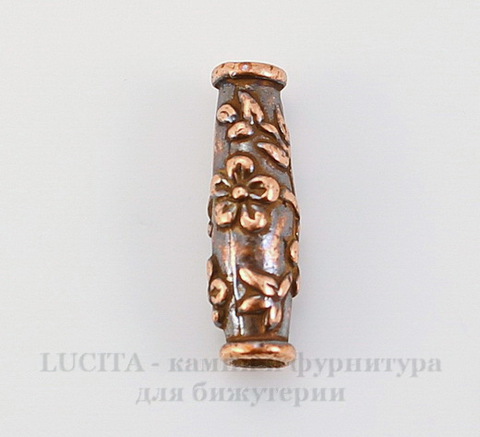 Бусина - трубочка TierraCast "Дикая роза" 15х5 мм (цвет-античная медь)