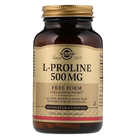 Solgar, L-Proline, 500 мг, 100 растительных капсул