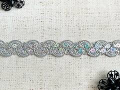 Тесьма люрекс пайетка, ш. 2 см, серебро