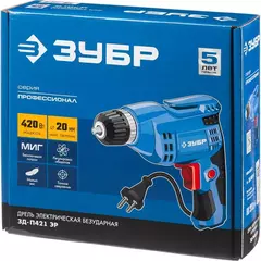 ЗУБР 420 Вт, 10 мм БЗП, безударная дрель, Профессионал (ЗД-П421 ЭР)
