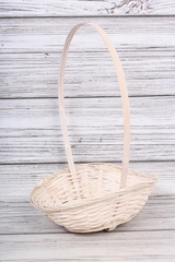 Корзина плетеная с ручкой (бамбук), Белый, D=19 см, H=5 см, 1 шт.