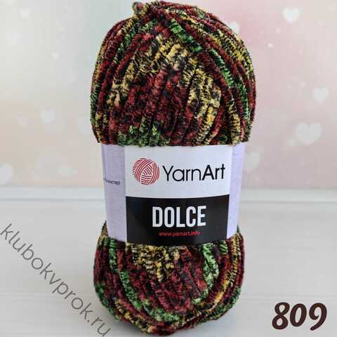 YARNART DOLCE 809, Коричневый желтый зеленый