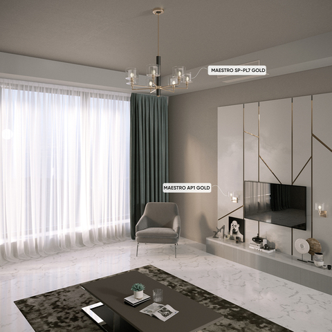 Подвесная люстра Crystal Lux MAESTRO SP-PL7 GOLD