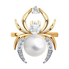791191 - Кольцо ПАУК из золота с жемчугом и фианитами Swarovski