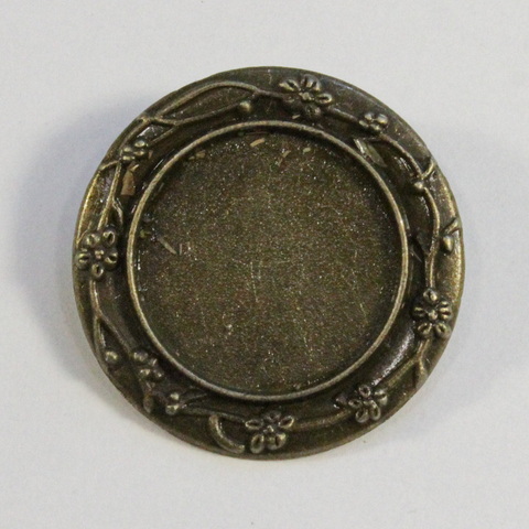 Основа для броши "Цветочки" 30 мм с сеттингом для кабошона 20 мм (цвет - античная бронза)