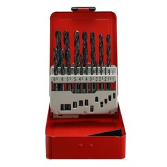 Набор сверл по металлу 1-10мм 19шт DIN338 HSS-R 118° (мет. кейс) H-Tools PRO 205212PRO