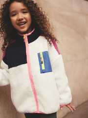 Куртка флисовая на молнии для девочки Next B50-691, Розовый, Белый