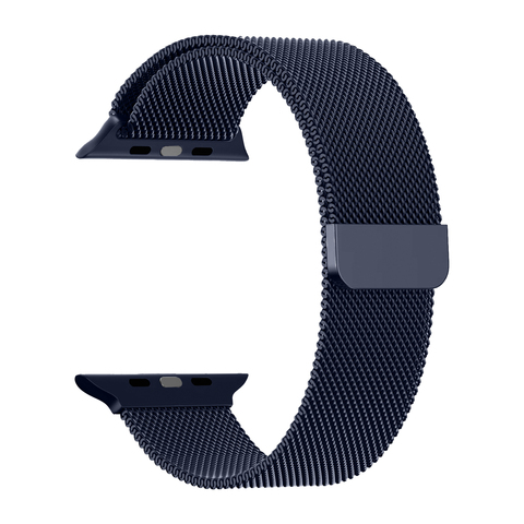 Металлический ремешок Миланская петля Milanese loop 42 мм / 44 мм / 45 мм / 49 мм для Apple Watch (Темно-синий)