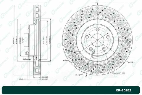 Диск тормозной перфорированный вентилируемый G-brake  GR-20262