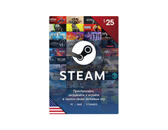 Карта оплаты Steam 25 USD USA [Цифровая версия] (для ПК, цифровой код доступа)
