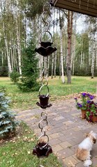 Дождевая цепь «Колокольчики и ромашки. V2.0», коричневый RAL8017