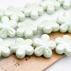 Бусина Цветок, керамика, цвет салатовый, размер 18*17 мм, цена за 1 шт