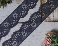 Кружево-трикотаж, ш. 4 см, тёмно-синий