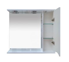 Зеркало-шкаф MISTY Элвис - 85 правое (свет)  белая эмаль