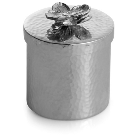 Шкатулка с крышкой круглая 9см Michael Aram Белая орхидея серебристая