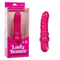Розовый вибратор-реалистик с блестками Naughty Bits Lady Boner Bendable Personal Vibrator - 20 см. - 