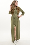 Платье для беременных 09450 серо-зеленый