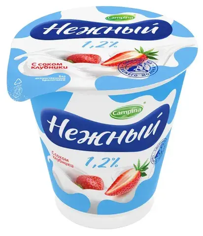 Йогуртный продукт Нежный с соком клубники 1,2% 320гр