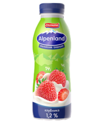 Йогурт питьевой Альпенланд 1,2% Клубника 420гр