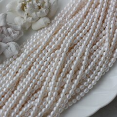 Жемчуг натуральный речной, рис, 4,8-6,5 мм, 1 нить, Ж021