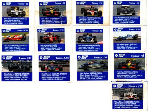 Вкладыш Motor Show (набор 13 штук) - № 9, 12, 19, 23, 25, 26, 27, 28, 29, 30, 32, 33, 34