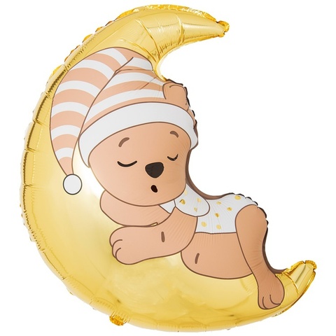 К Фигура, Мишка спящий на месяце/луне, 32''/81 см, 1 шт. (В упаковке)