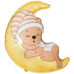 К Фигура, Мишка спящий на месяце/луне, 32''/81 см, 1 шт. (В упаковке)