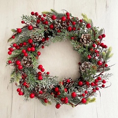 Ягоды рябина красно-бордовые искусственные на ветке, зонтиком, ягодки 0,9-1,5 см, набор 10 шт.