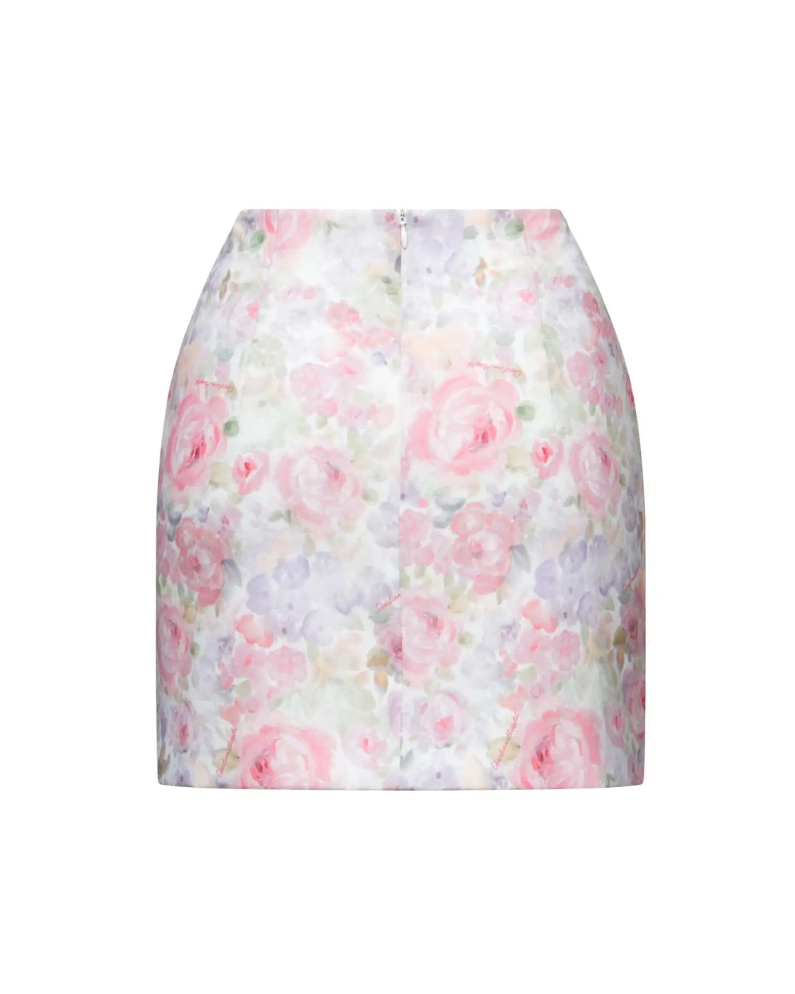 Юбка мини из фирменного цветочного принта, Молочный