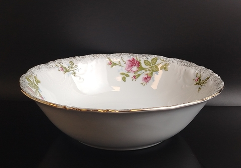 Блюдо фарфоровое салатник, рисунок розы, золочение, Польша Chodziez, винтаж времен СССР 1964-1990 гг