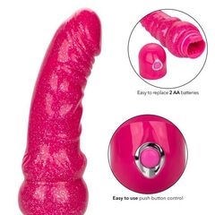 Розовый вибратор-реалистик с блестками Naughty Bits Lady Boner Bendable Personal Vibrator - 20 см. - 