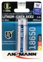 Аккумулятор 18650 LI-ION ANSMANN 3.6V, 2600mAh