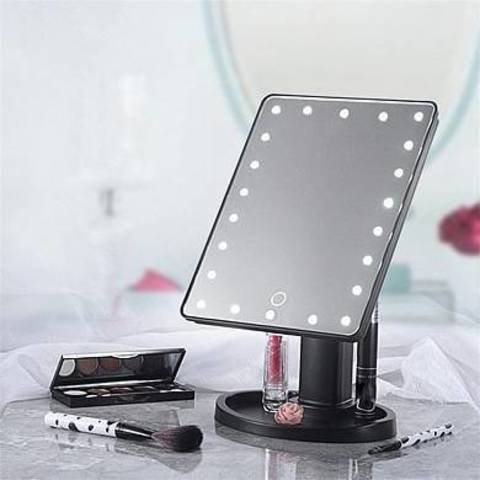 Косметическое зеркало для макияжа с подсветкой Large Led Mirror 16 светодиодов (чёрное)