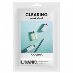 L’Sanic Маска тканевая AHA/BHA кислоты - Clearing mask sheet, 25мл