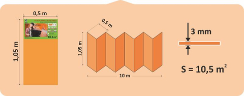 Подложка-гармошка SOLID оранжевая под ламинат, 3 мм