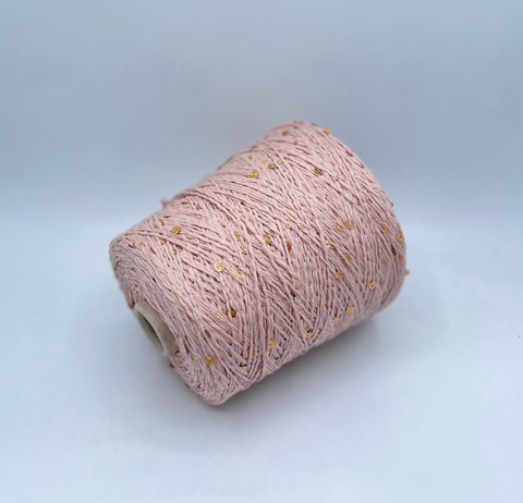 New MIll (пр.Италия), art-Urlo 150м/100гр, 100% Хлопок+ пайетка 6мм+3мм(золото) , цвет- Пудрово-розовый, арт.34053