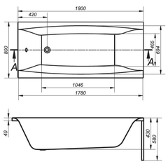 ВАННА АКРИЛОВАЯ CERSANIT VIRGO 180x80 С НОЖКАМИ