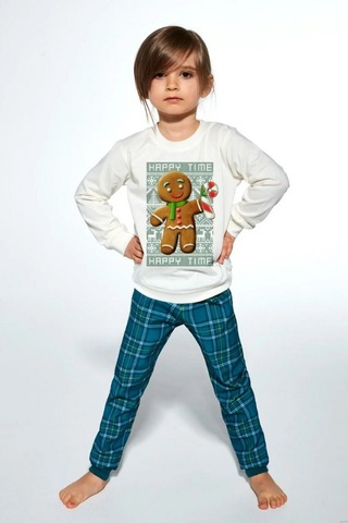 Пижама для девочек со штанами CORNETTE 594/592 COOKIE 3_Экрю + зеленый
