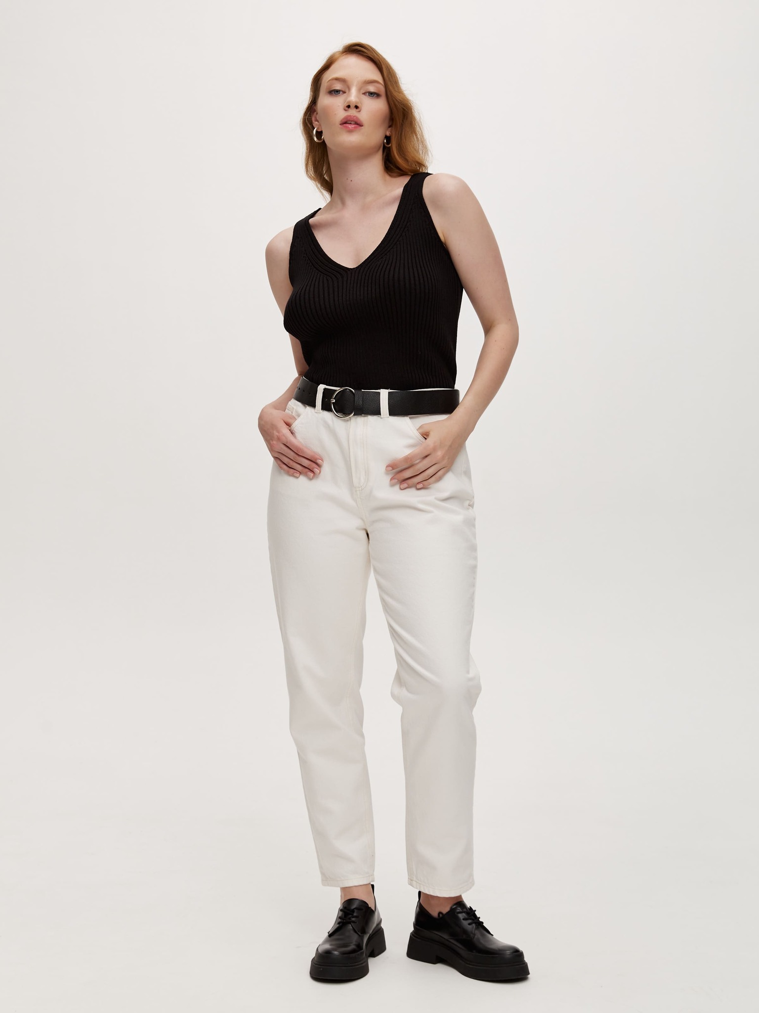 Джинсы mom, белый