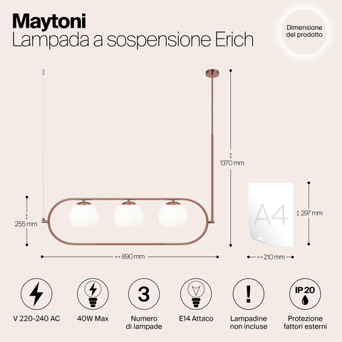 Подвесной светильник Maytoni Erich MOD221PL-03BS