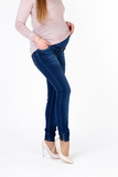 Утепленные джинсы для беременных (SKINNY) 10010 синий