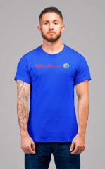 Мужская футболка с принтом Альфа Ромео (Alfa Romeo) синяя 002
